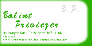 balint priviczer business card